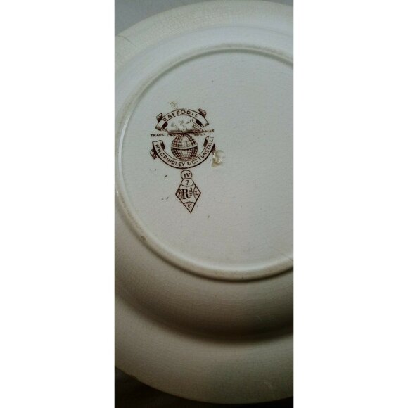 W.H. Grindley Daffodil Brown White Transferware Ironstone Bowl Ca. 1880s Vintage - Picture 10 of 16